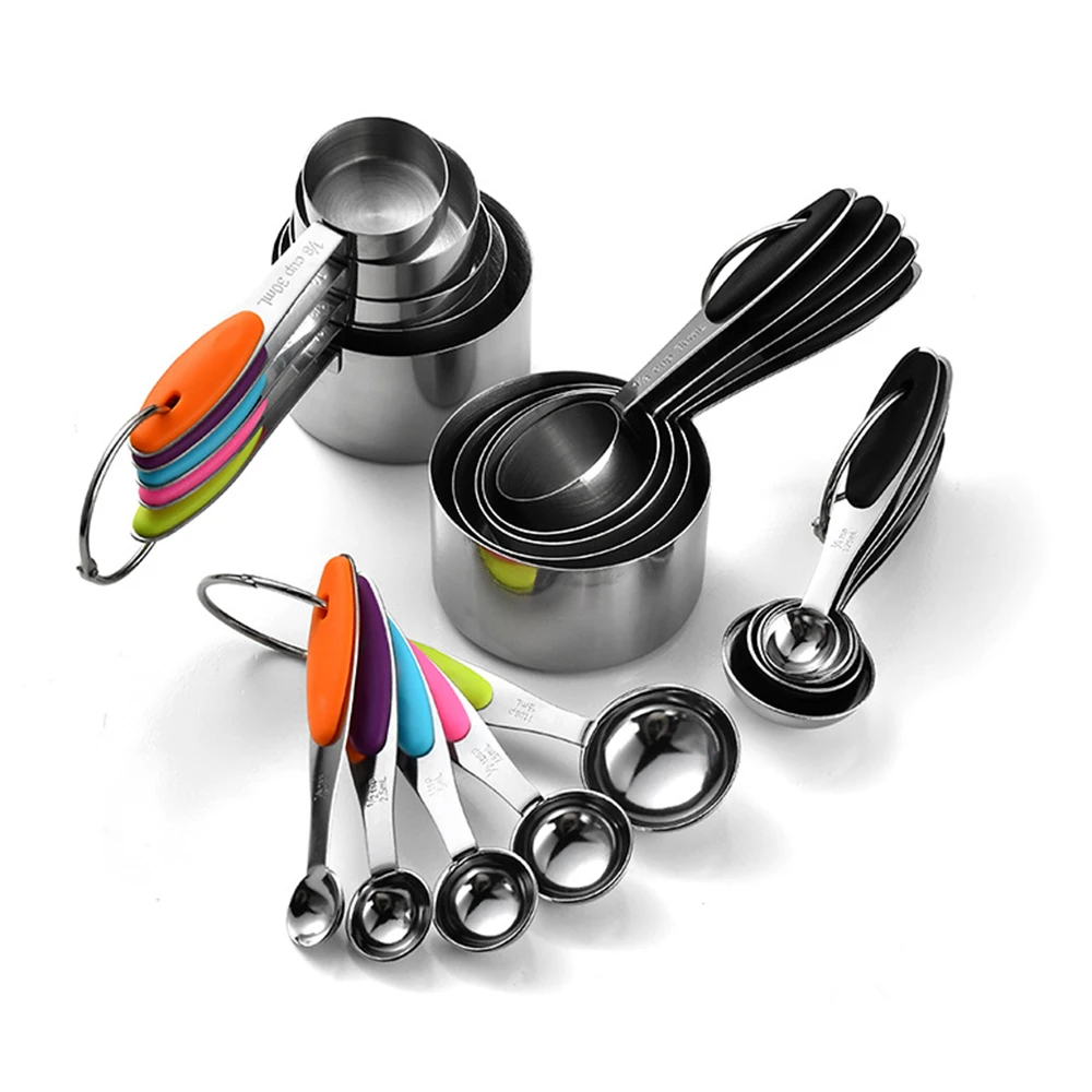 Kitchen Hanging Gadgets - 5/10 ชิ้นสแตนเลสวัดถ้วยและช้อนชุดอุปกรณ์ครัวสําหรับเบเกอรี่เค้กทําอาหารทําวัดเครื่องมือห้องครัว