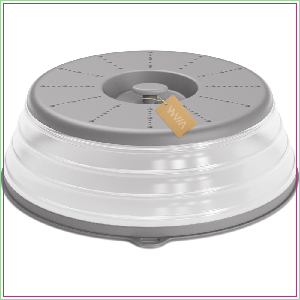 Kitchen Gadgets Images - ฝาครอบกันกระเด็นสำหรับไมโครเวฟ, ที่ป้องกันอาหารแบบมีช่องระบายอากาศพร้อมรูแขวน, อุปกรณ์ครัวแบบตะแกรง, สีเทา