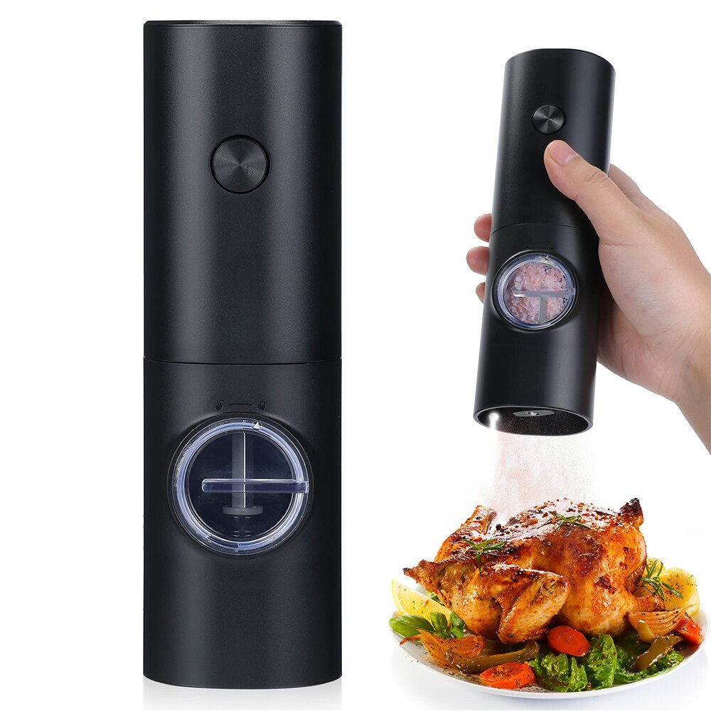 Kitchen Gadgets Electric - เครื่องบดเกลือและพริกไทยไฟฟ้าพร้อมเครื่องบดหยาบแบบปรับได้เครื่องบดอัตโนมัติใช้พลังงานแบตเตอรี่ในครัว