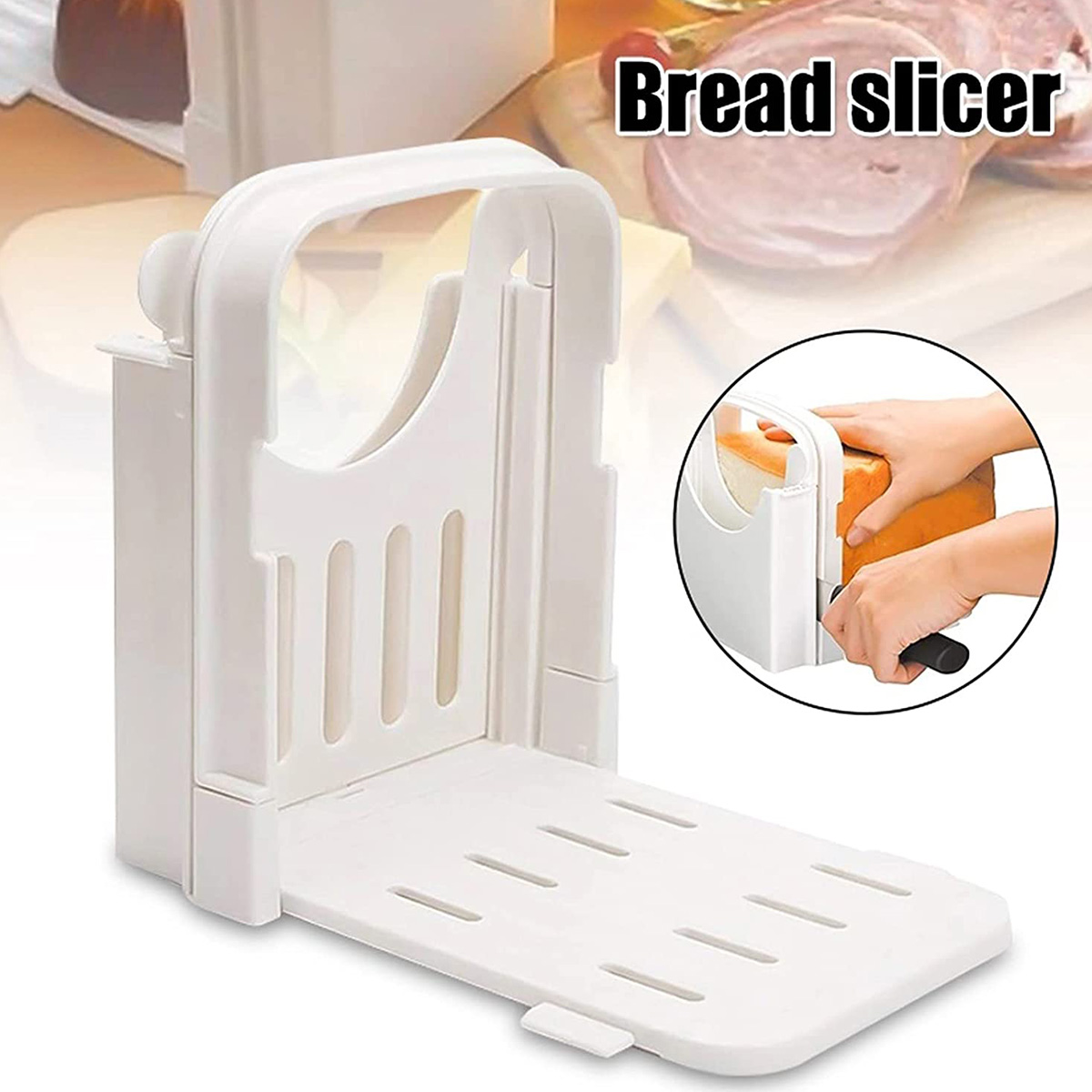 Kitchen Gadgets Guide - เครื่องตัดขนมปังแบบพับได้ ปรับระดับได้ สำหรับเครื่องมือทำขนมปัง อุปกรณ์ตัดขนมปังสำหรับครัวเรือน