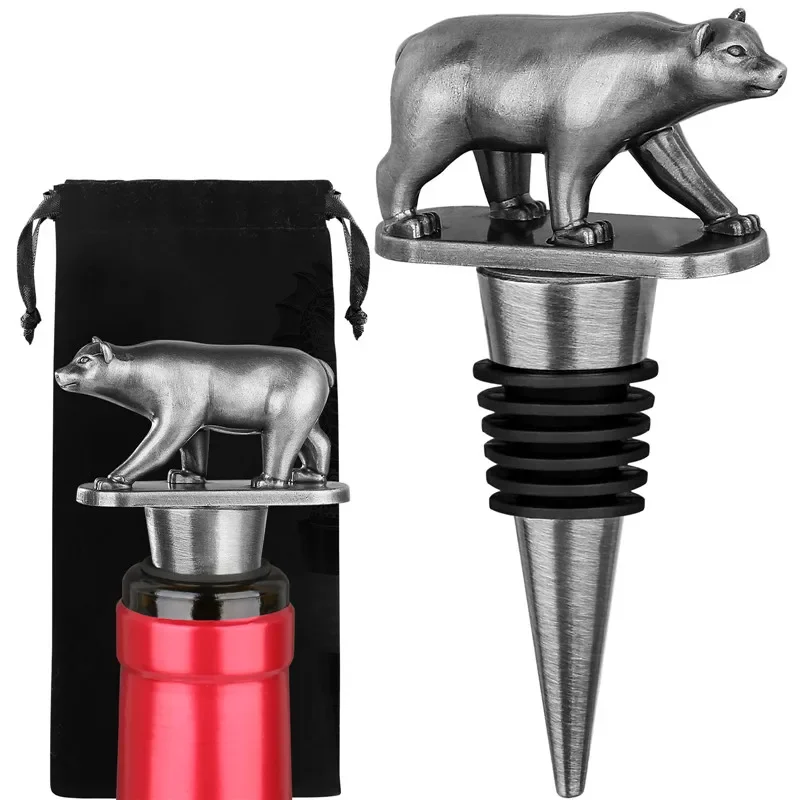 Kitchen Gadgets Club - จุกก๊อกไวน์รูปหมีโลหะแบบพกพา จุกก๊อกขวดรูปสัตว์สำหรับแชมเปญ อุปกรณ์เสริมสำหรับงานแต่งงานในครัว คลับ และงานเลี้ยง