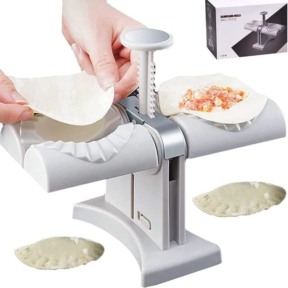 Kitchen Gadgets Dumpling Maker - เครื่องแม่พิมพ์ pembuat pangsit อัตโนมัติเครื่องห่อสองหัวสำหรับใช้ในครัวเรือนเครื่องห่อเกี๊ยวอุปกรณ์ที่ใช้ในครัวขนม