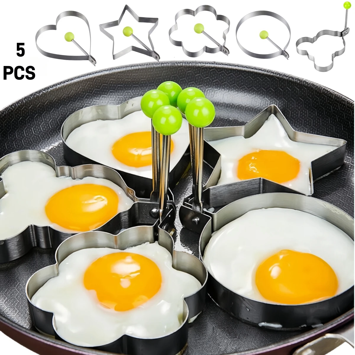Kitchen Gadgets You Must Have - พรีเมี่ยมสแตนเลสรูปหัวใจแม่พิมพ์ไข่ทอด-เหมาะสําหรับแหวนไข่เจียว & ต้องมีอุปกรณ์ครัว Gadget อุปกรณ์ครัว