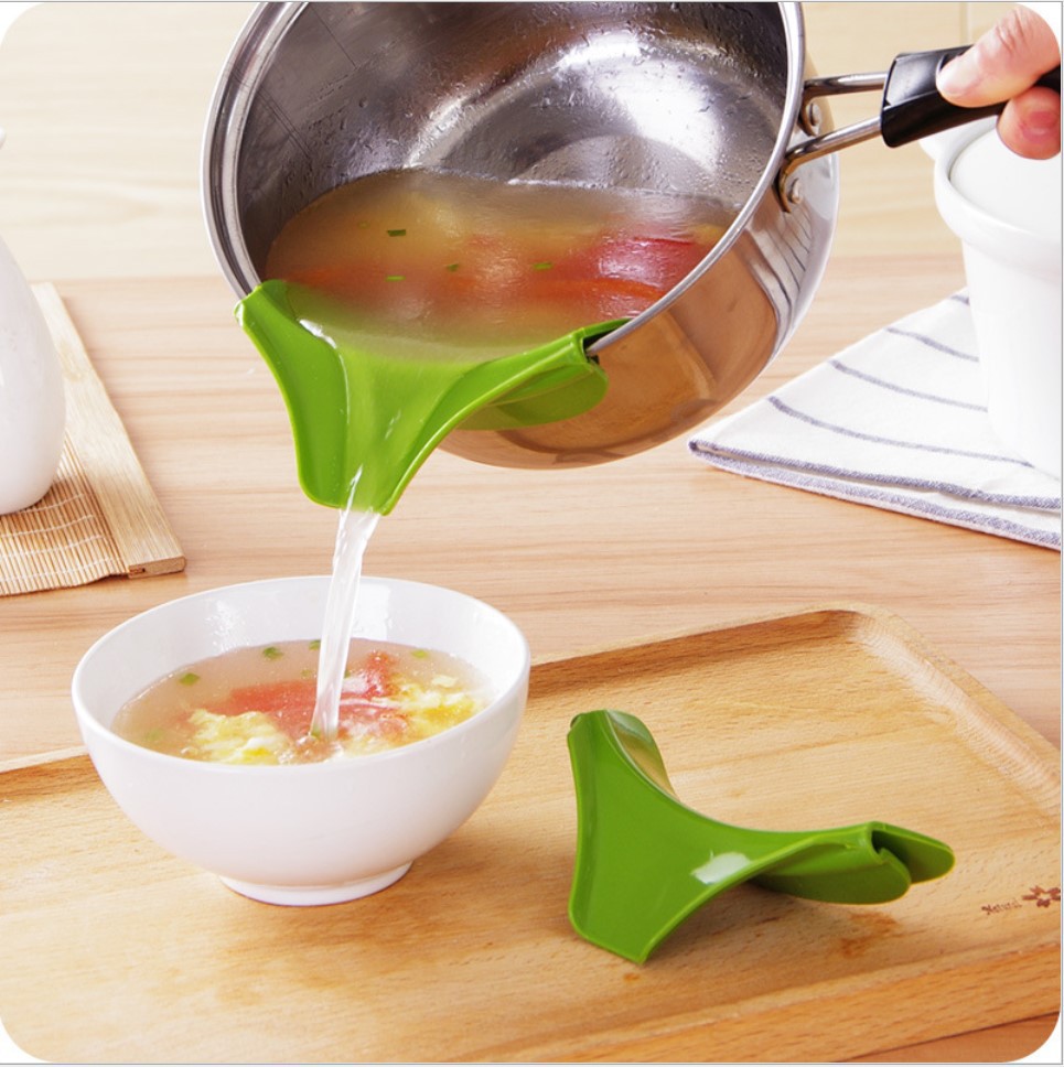 Kitchen Gadgets Guide - กรวยครัว 1/2 ชิ้น, ที่กรองซิลิโคนแบบหนีบสำหรับหม้อ กระทะ และชาม,