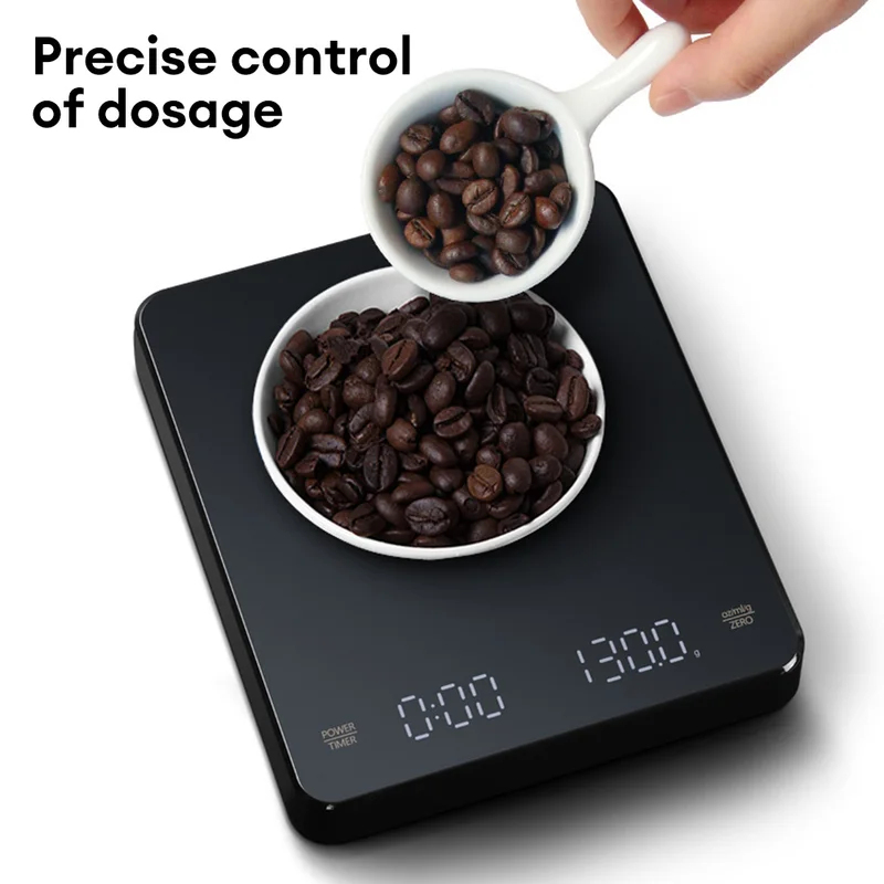 Digital Kitchen Scale - เครื่องชั่งกาแฟดิจิตอลพร้อมตัวจับเวลา หน้าจอ LED สำหรับเอสเพรสโซ USB รับน้ำหนักได้สูงสุด