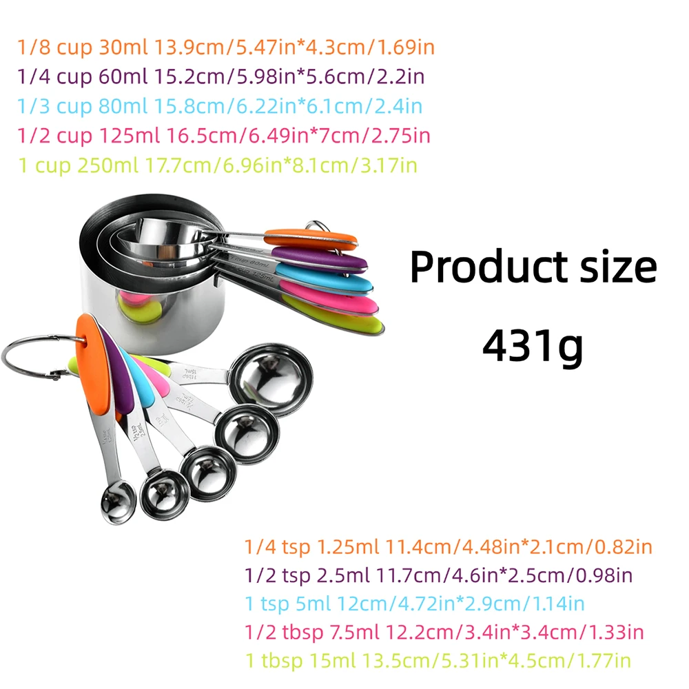 5/10 ชิ้นสแตนเลสวัดถ้วยและช้อน - Kitchen Hanging Gadgets บทวิจารณ์และราคา