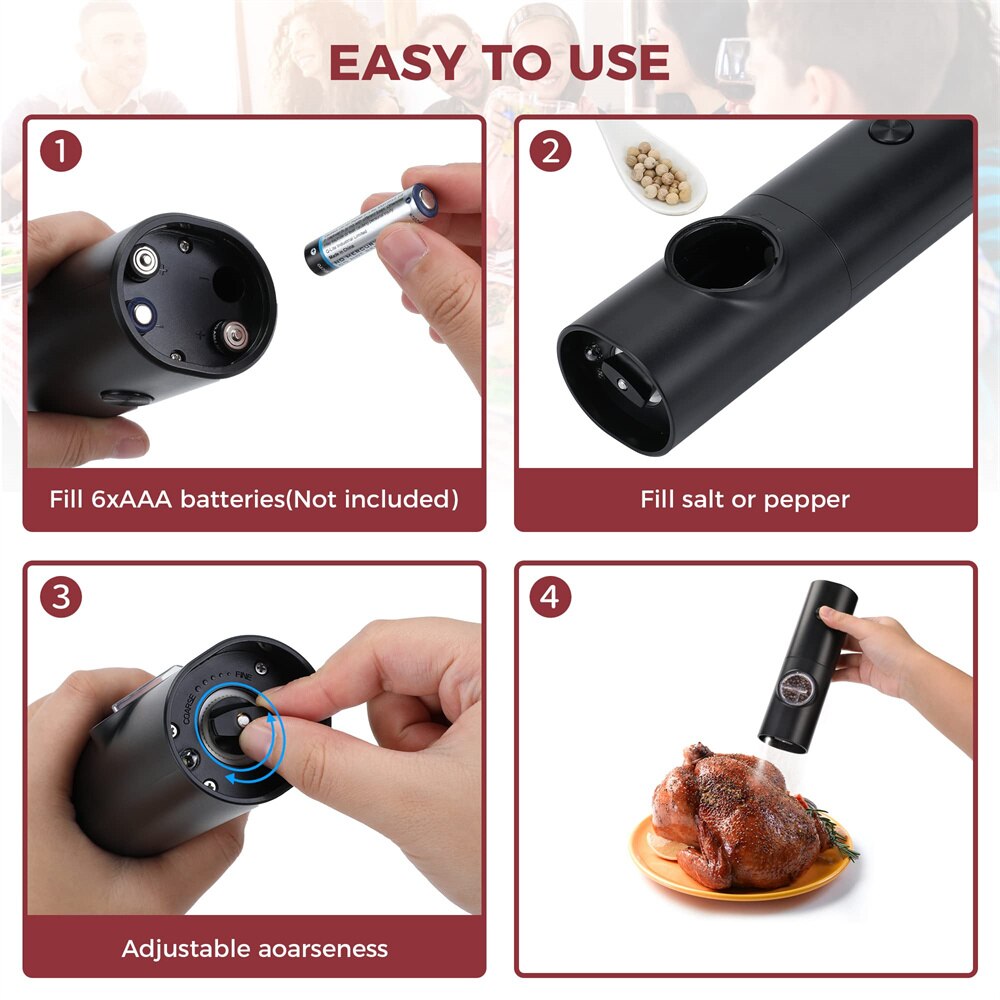 เครื่องบดเกลือและพริกไทยไฟฟ้าพ - Kitchen Gadgets Electric บทวิจารณ์และราคา