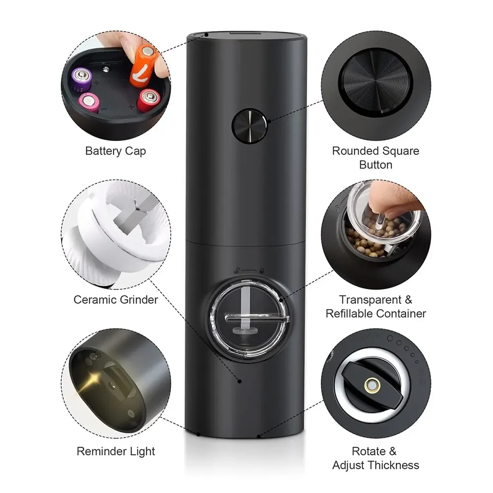 เครื่องบดเกลือและพริกไทยไฟฟ้าพ - Kitchen Gadgets Electric บทวิจารณ์และราคา