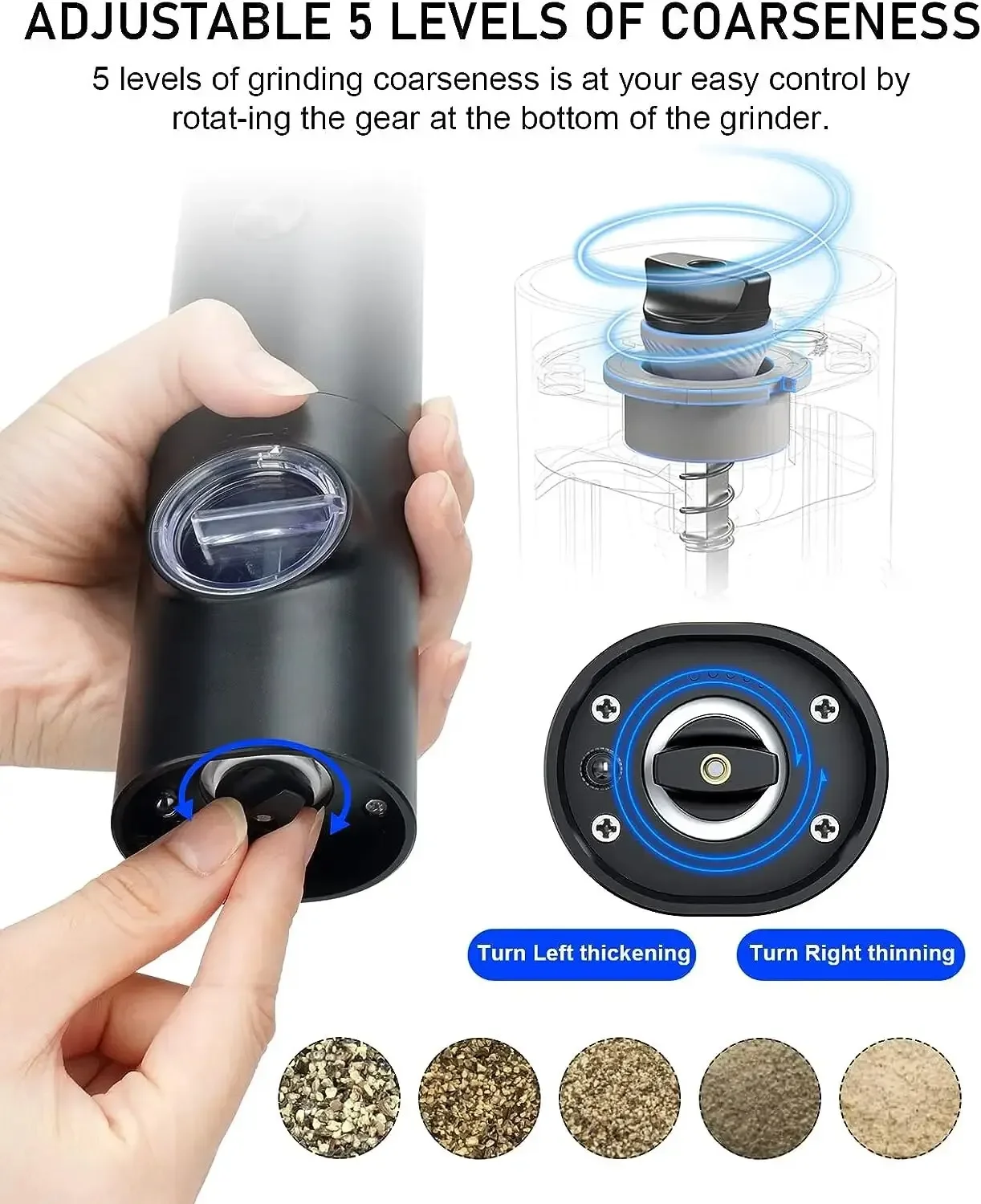 เครื่องบดเกลือและพริกไทยไฟฟ้าพ - Kitchen Gadgets Electric บทวิจารณ์และราคา